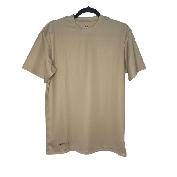 Under Armour Men’s Small Heat Gear Activewear T-Shirt Tan NEW - Picture 1 of 6